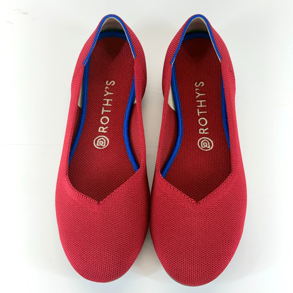 Rothy's The Flats Round Toe Scarlet Red Knit Ballet Size W9.5 Casual Preppy - Picture 6 of 9